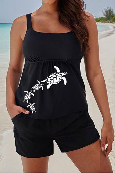 Picture of PLUS SIZE TANKINI TORTOISE PRINT